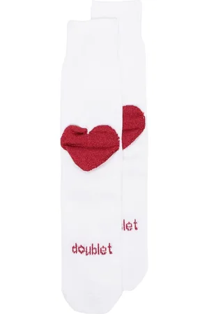 DOUBLET Calcetines con corazón y costura metalizada