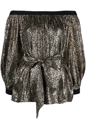 Saint Laurent Blusa metalizada con cintura lazada 1980