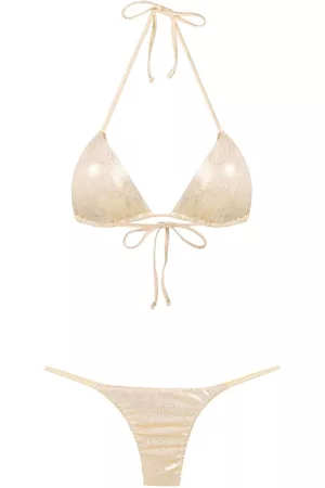 AMIR SLAMA Bikini con efecto metalizado y cuello halter