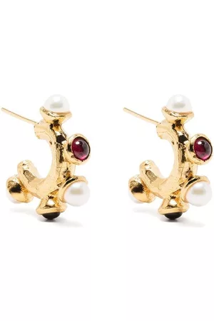 Alighieri Pendientes The Nocturnal en oro de 24 ct con granate y perla
