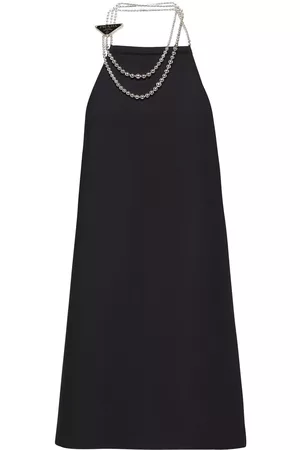 Prada Vestido corto con cuello halter y cuentas