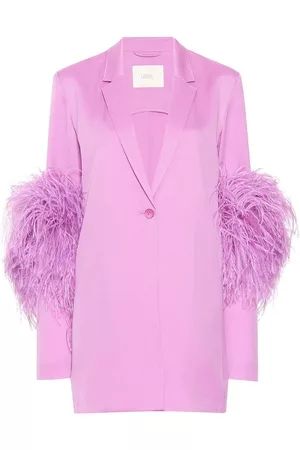 LAPOINTE Blazer con ribete de plumas