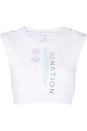 P.E Nation Top sin mangas corto con logo estampado