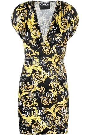 VERSACE Vestido corto con logo estampado