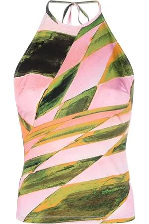 Louisa Ballou Top con motivo abstracto y cuello halter