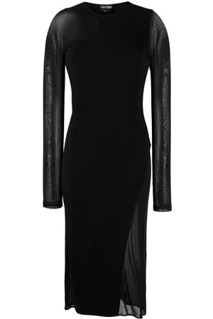 Tom Ford Vestido midi con paneles semitranslúcidos