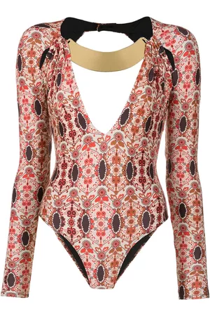 AMIR SLAMA Body con estampado floral y cuello en V