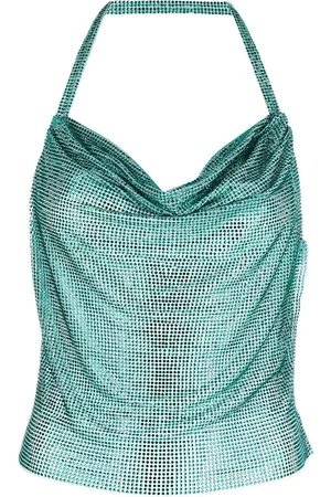 GIUSEPPE DI MORABITO Top con cuello halter y aplique de cristal