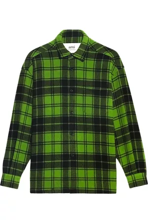 Ami Camisa a cuadros escoceses con logo estampado