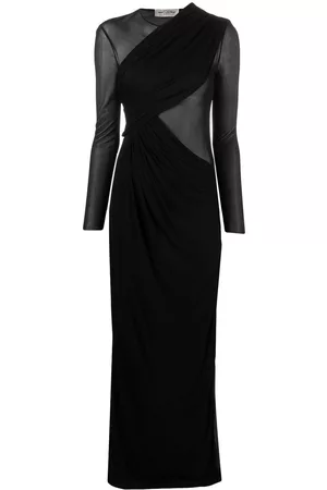 Saint Laurent Vestido de fiesta plisado con panel translúcido