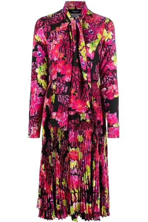 VERSACE Vestido midi con estampado floral