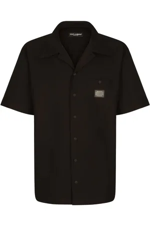 Dolce & Gabbana Camisa bowling con etiqueta del logo