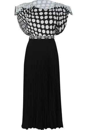 Maison Margiela Vestido midi plisado con motivo de lunares