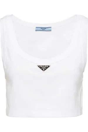 Prada Top corto con logo triangular