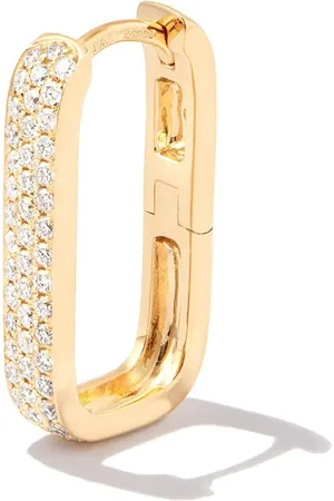 JACQUIE AICHE Pendiente Mini Rectangle en oro amarillo de 14kt con diamantes
