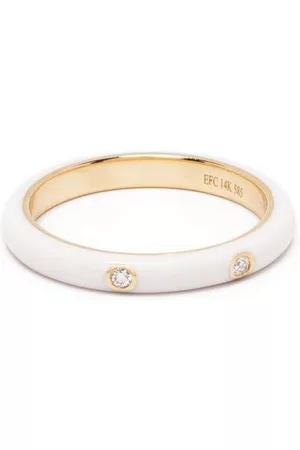 EF Collection Anillo en oro amarillo de 14 ct con diamante y esmalte