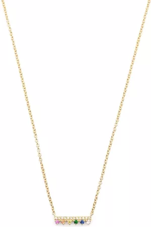 EF Collection Collar Chloe Bar en oro amarillo de 14 ct con colgante de gemas y diamantes