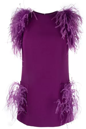 Elie saab Blusa con ribete de plumas
