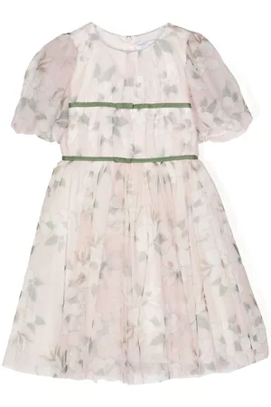 MONNALISA Vestido con estampado floral y pliegues
