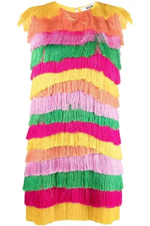 Msgm Vestido corto a capas con flecos