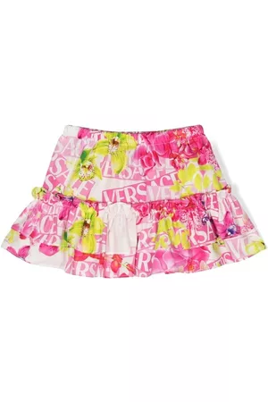 VERSACE Falda a capas con logo estampado