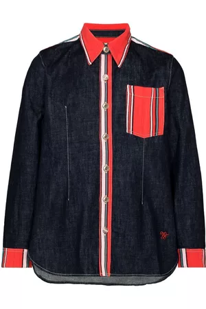 WALES BONNER Camisa vaquera Cotonou con bolsillo de parche