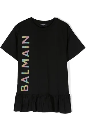 Balmain Vestido estilo camiseta con logo estampado
