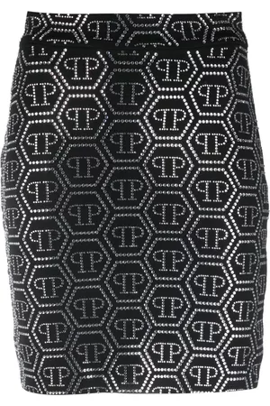 Philipp Plein Minifalda con cristales y monograma