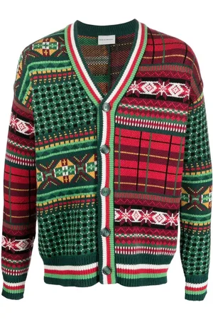 Drôle de Monsieur Patterned intarsia knit cardigan