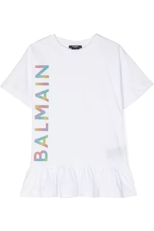 Balmain Vestido estilo camiseta con logo estampado