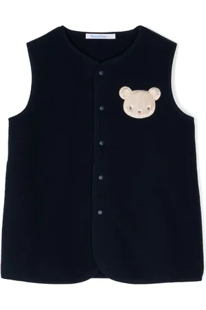 Familiar Chaleco con cuello redondo y parche de oso