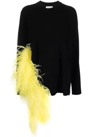 The Attico Jersey Blanche con detalle de plumas