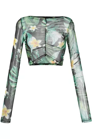 Philipp Plein Top corto con estampado hawaiano