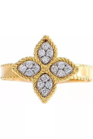 Roberto Coin Anillo Princess Flower en oro amarillo de 18 ct con diamantes