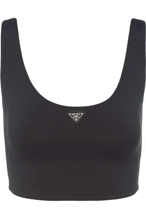 Prada Top corto con logo triangular