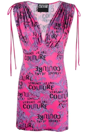 VERSACE Vestido corto con logo estampado