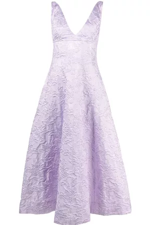 Serafini Vestido con cuello en V y motivo floral en jacquard
