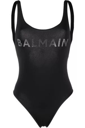 Balmain Bañador con cuello en U y logo