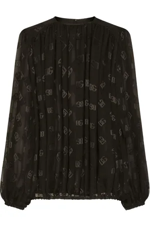 Dolce & Gabbana Blusa de satén con logo DG