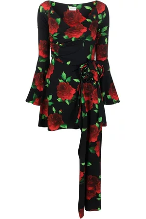 MAGDA BUTRYM Vestido corto acampanados con rosa estampada