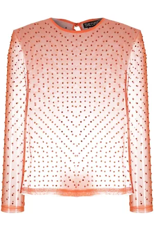 SIEDRES Blusa transparente con detalles de cristal