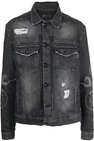 Philipp Plein Chaqueta vaquera con diseño de piel de serpiente