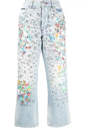 Philipp Plein Vaqueros capri con detalles de strass