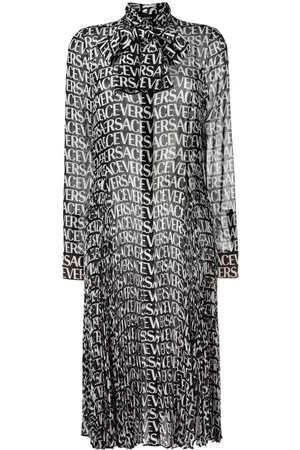 VERSACE Vestido midi con logo estampado