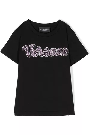 VERSACE Camiseta con logo y detalles de cristal