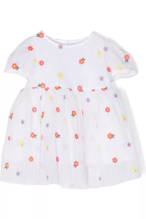 Stella McCartney Vestido con volante y bordado floral