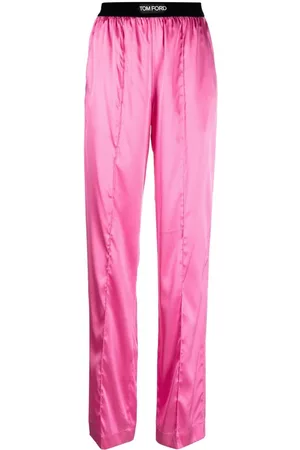 Tom Ford Pantalones rectos con logo en la cinturilla