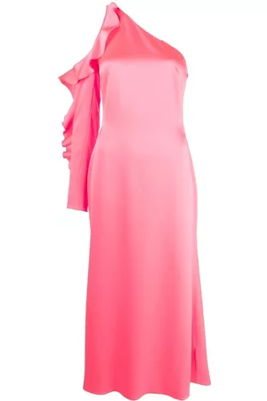 DAVID KOMA Vestido asimétrico con ribete de volantes