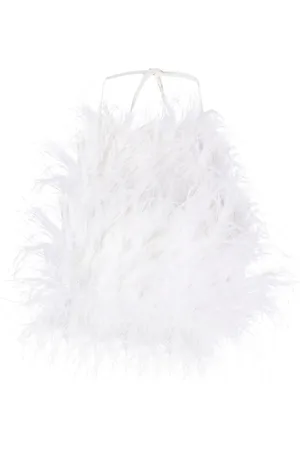 Cult Gaia Top Joey corto con detalle de plumas