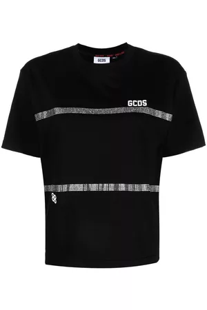 GCDS Camiseta a rayas de strass